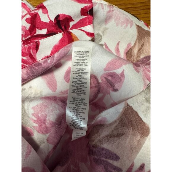 Chico's Womens Pink Floral Collared Button Up Roll Tab Sleeve Size 1 US M - Picture 11 of 13